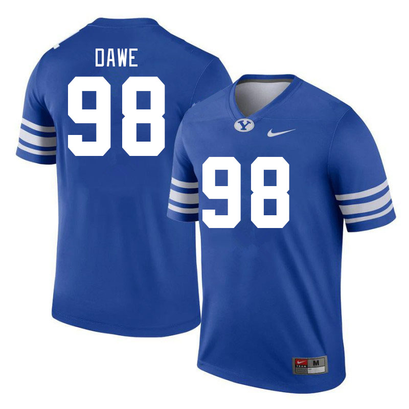 Men #98 Wyatt Dawe BYU Cougars College Football Jerseys Stitched-Royal